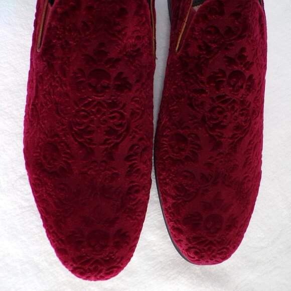 Robert Graham Velvet Skull Embossed Loafer, Comfortable Casual Sonoma Wine NIB main image 13